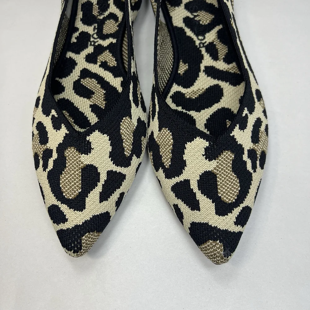 Rothy’s Pointed Toe Flats 11.5 Wild Cat Leopard Cheetah Soft Slip On Womens Shoe - Picture 4 of 13